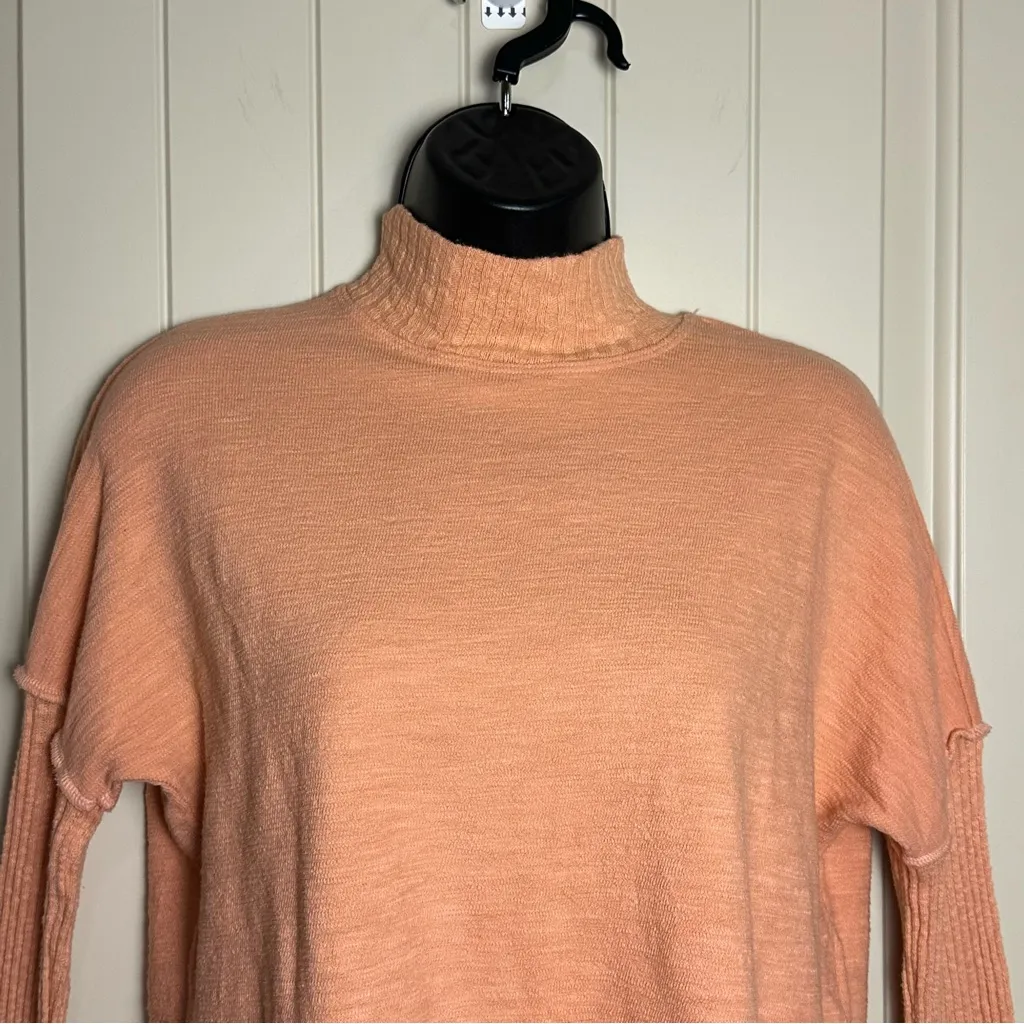 Amadi by Anthropologie Francesca Mock Neck Sweater Peach/Coral Pink NWT Small Orange - Image 5