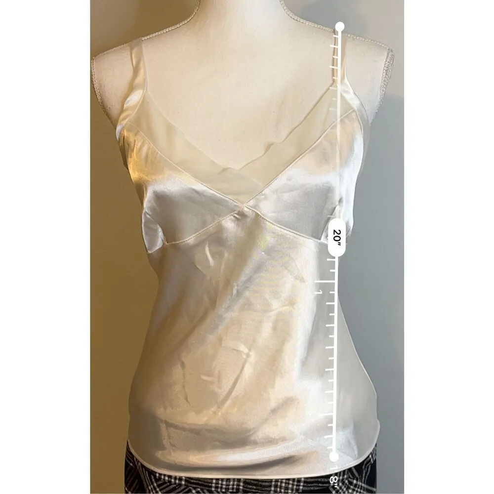Women’s White Satin Cami Top SMALL Dainty Feminine Soft Girl White - Image 4