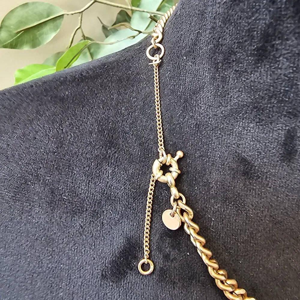 Womens Amber Rhinestone Gold Tone Chain Necklace Jewelry with Spring Ring Brown - Image 6