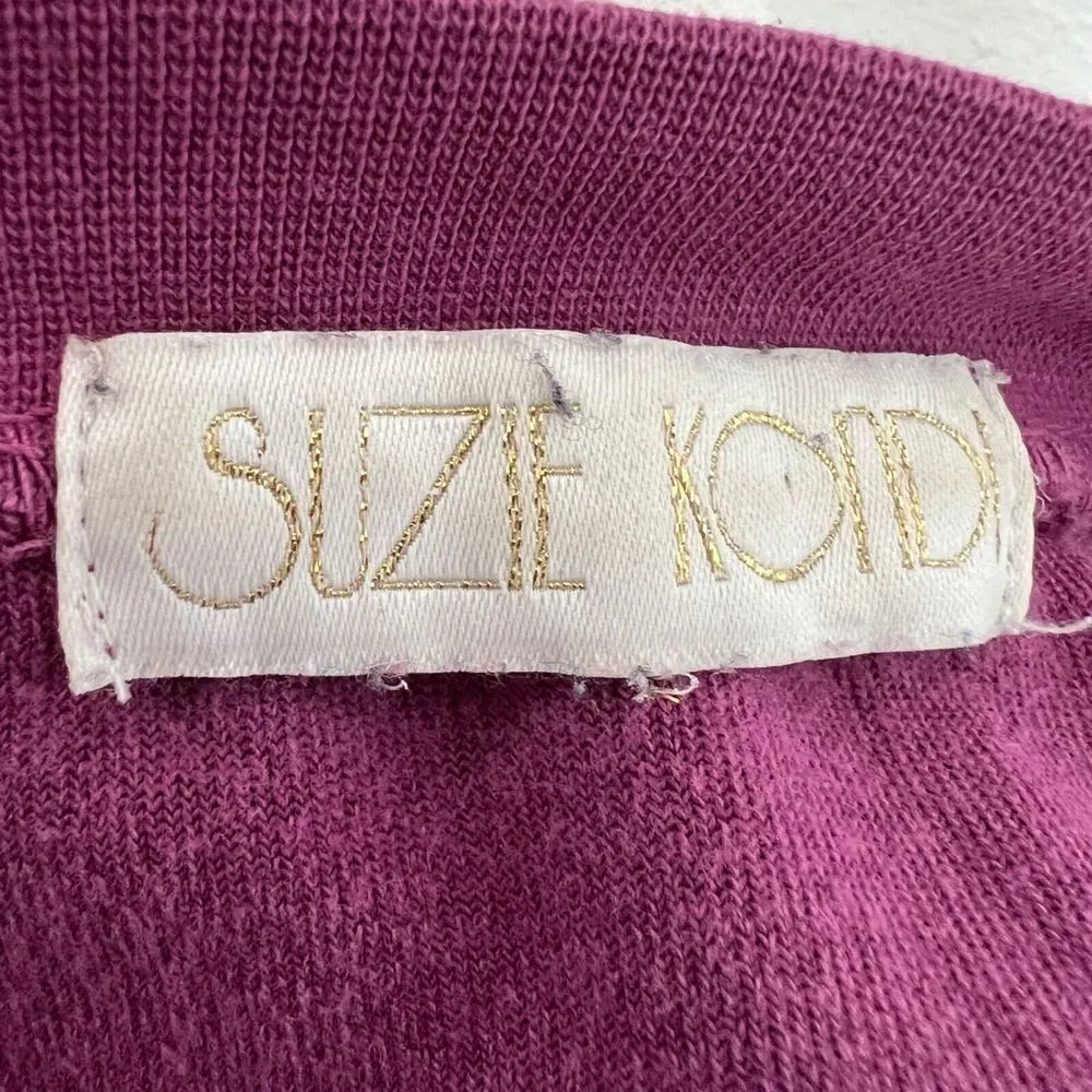 Suzie Kondi The Samos Burgundy Velour‎ Velvet Sweatshirt Pullover Athleisure Med Red - Image 5