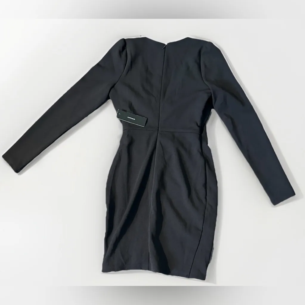 Lulus Classy Gal‎ Forest Black Long Sleeve Faux Wrap Bodycon Mini Dress XS - Image 7