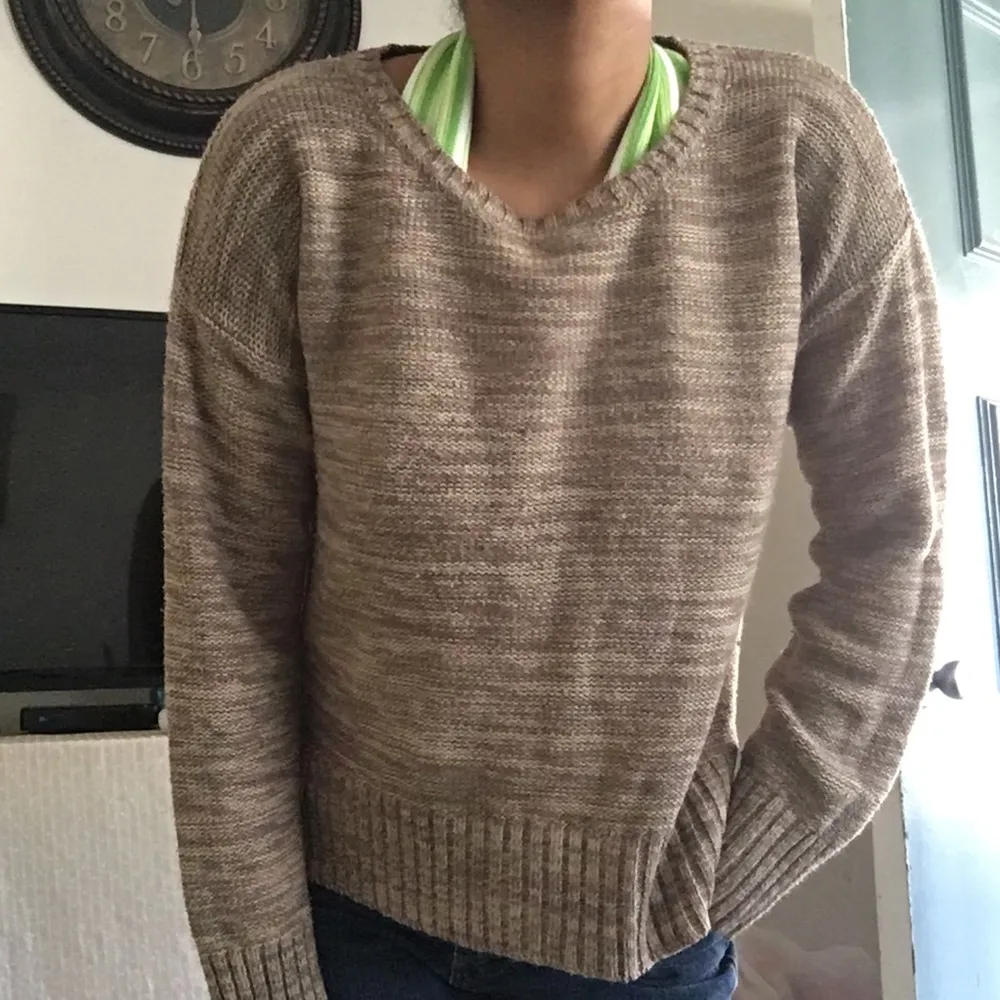 Beige knit sweater, Heather sweater, crewneck sweater, high low sweater - Image 7