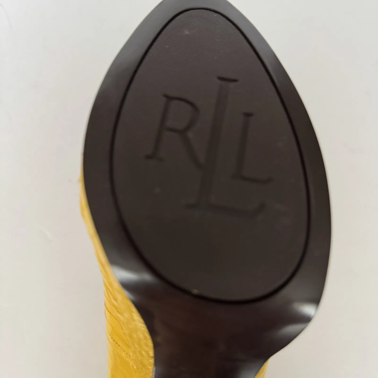 Lauren Ralph Lauren‎ Heels Womens Kailee Platform Pumps Yellow Snake Print 8.5 B - Image 8