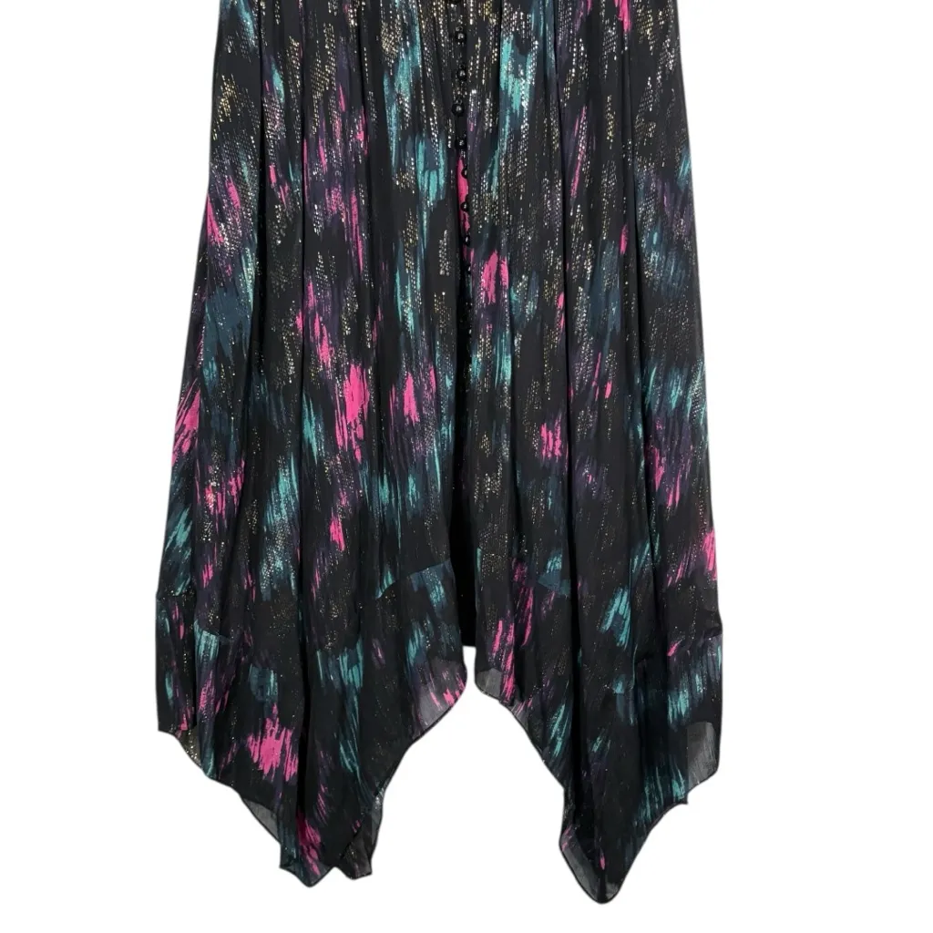 The Kooples Metallic Printed Short Sleeve V neck Midi Dress Size 2 US 6 - Image 7