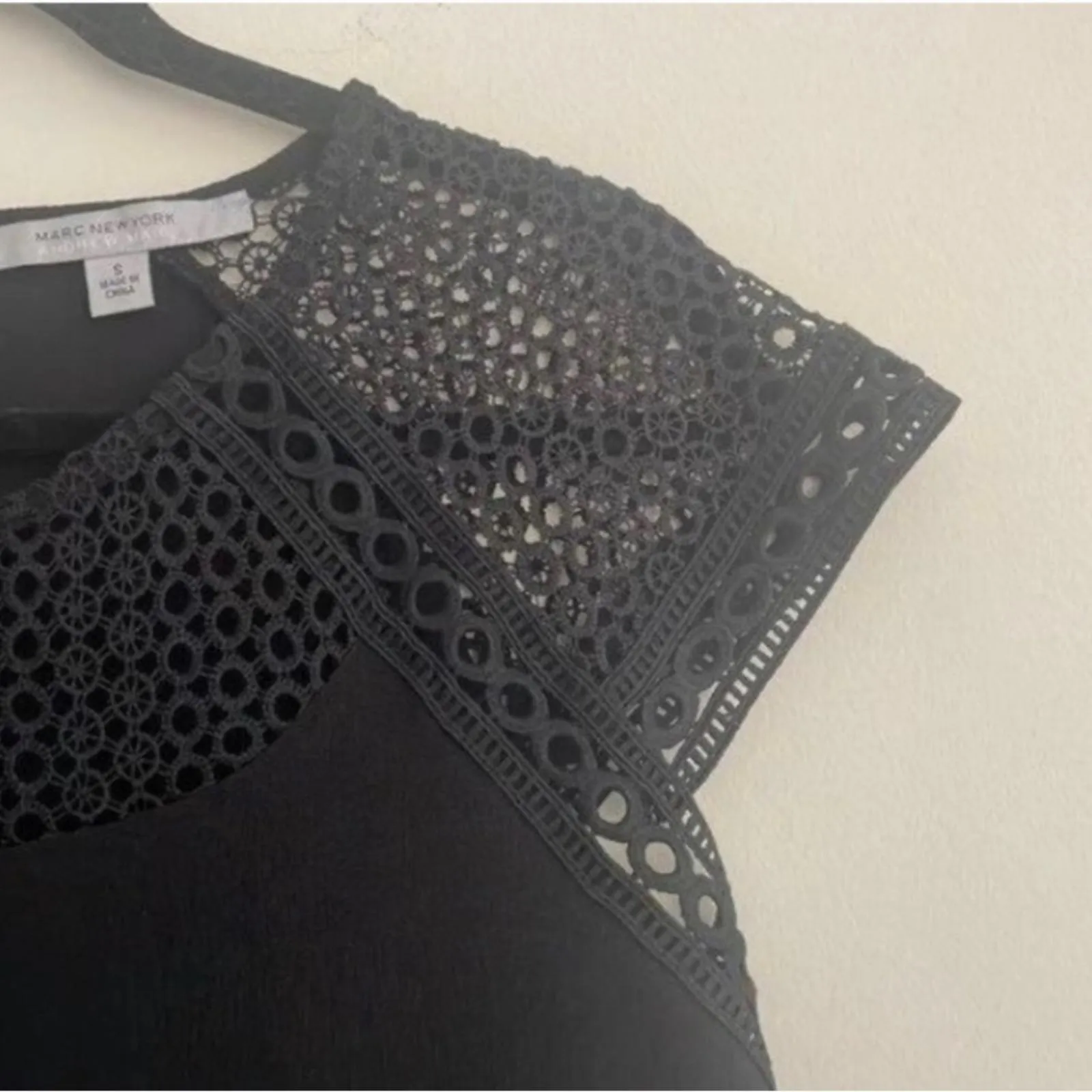 Marc New York Black Laser Cut Boxy Fit Blouse Top Minimal Basic Neutral - Image 2