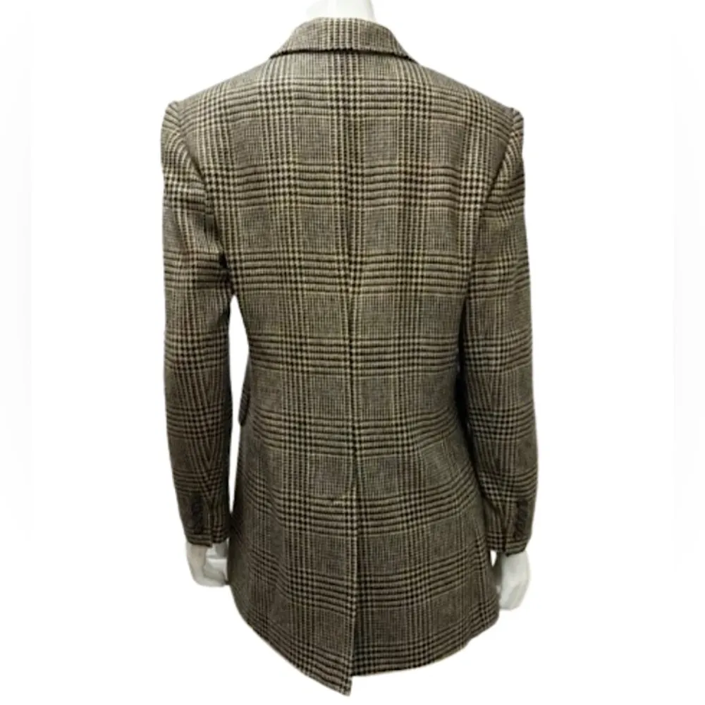 Ralph Lauren  Black Brown Houndstooth Plaid Single Breasted 4 Button Front Blazer - Image 2