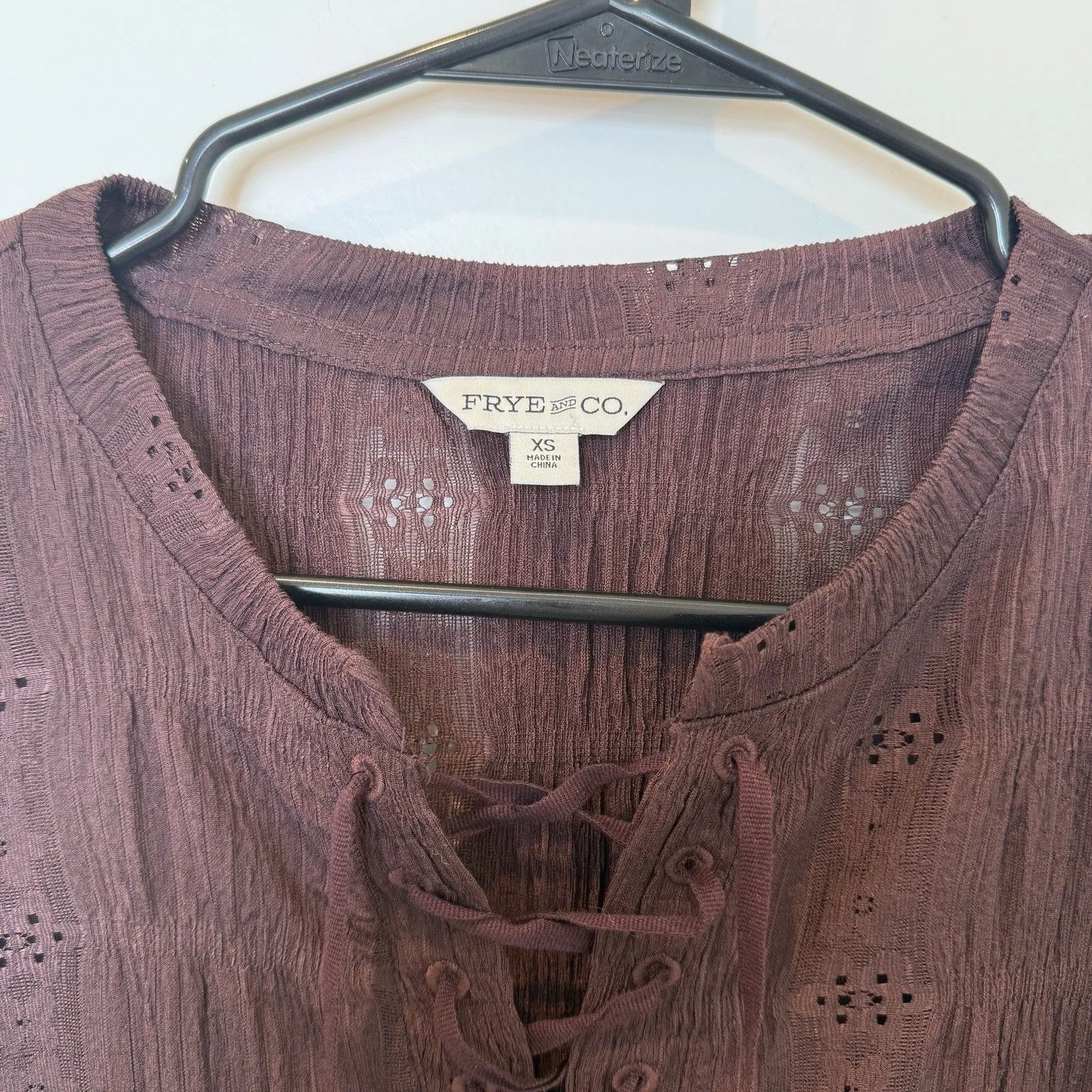 Frye Womens Brown Boho Peasant Top Size X-Small Sheer Renaissance Festival - Image 3