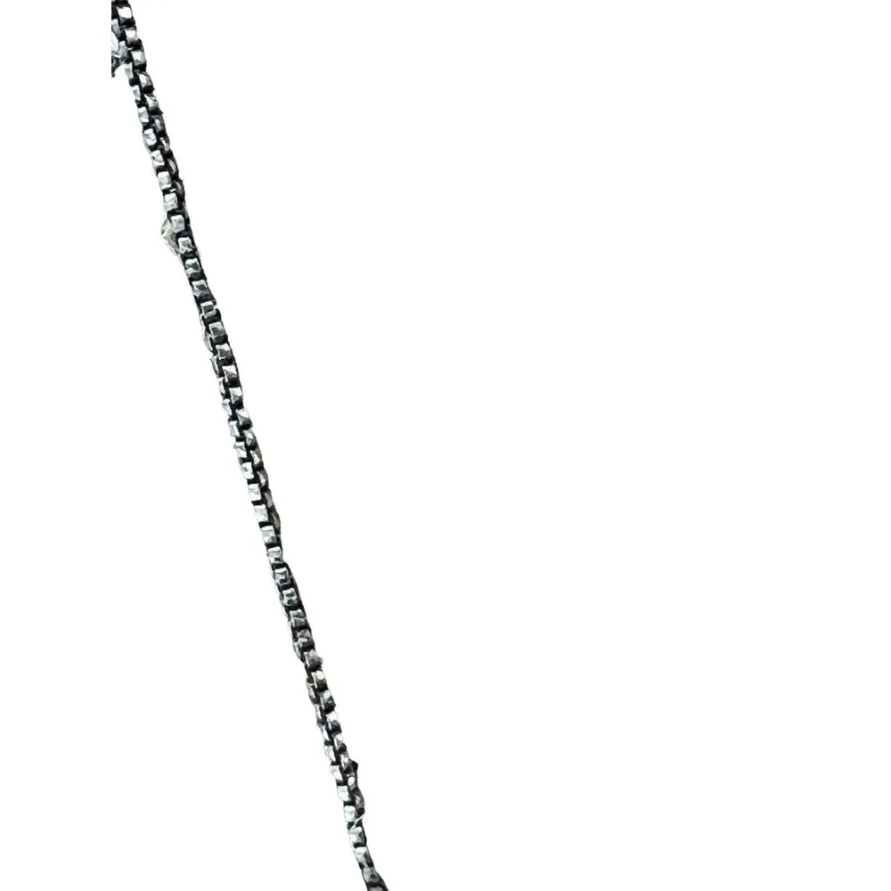 Vintage Sterling Silver Necklace Diamond Pendant Open Hearts on side Box Chain - Image 4