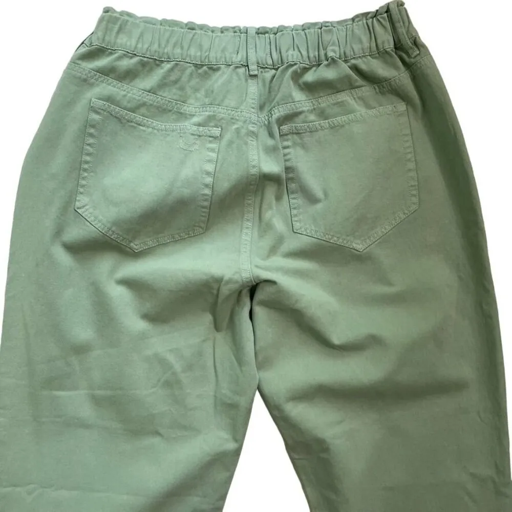 Show Me Your MuMu Womans Green Denim Mom Jeans Size 40 u High Rise Cropped - Image 8