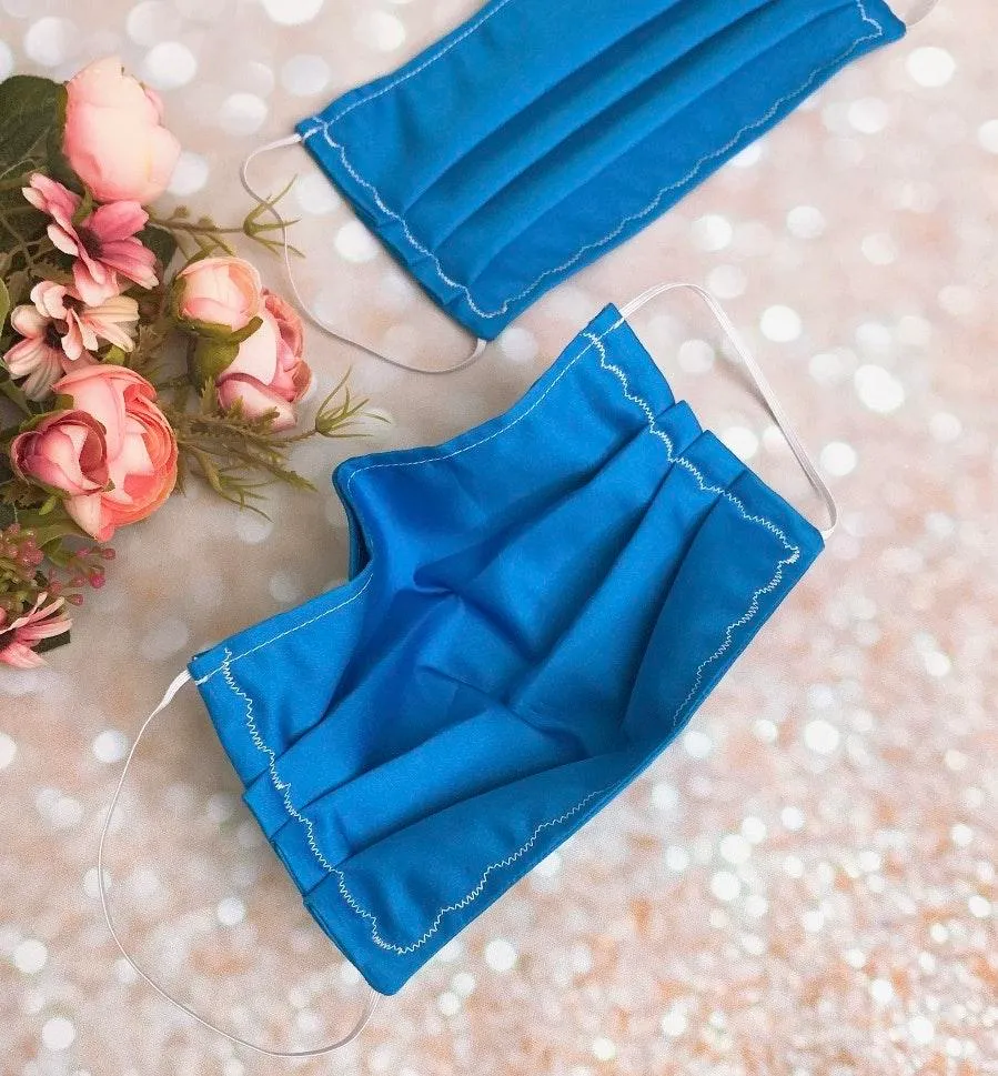 100% Supima Cotton Luxury Blue Face Mask - Image 3