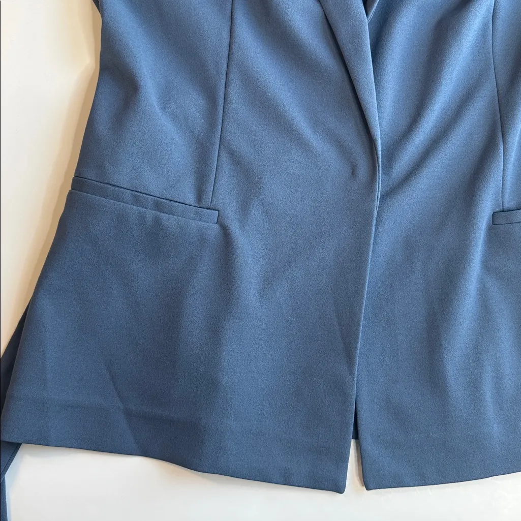 WHBM Slate Blue Slip On Belted Blazer Jacket Size 12 - Image 7