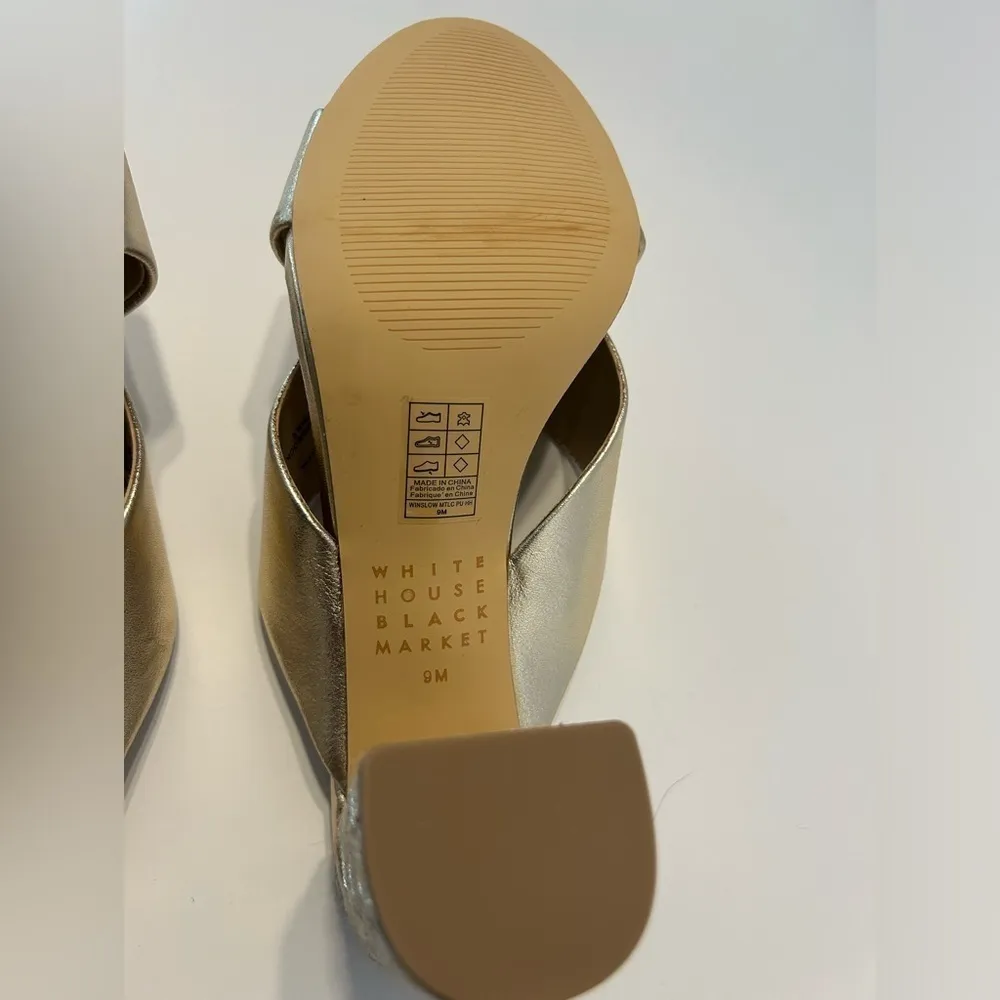 WHITE HOUSE BLACK MARKET WHBM Metallic Espadrille Heels- Champagne Gold Size 9 - Image 13