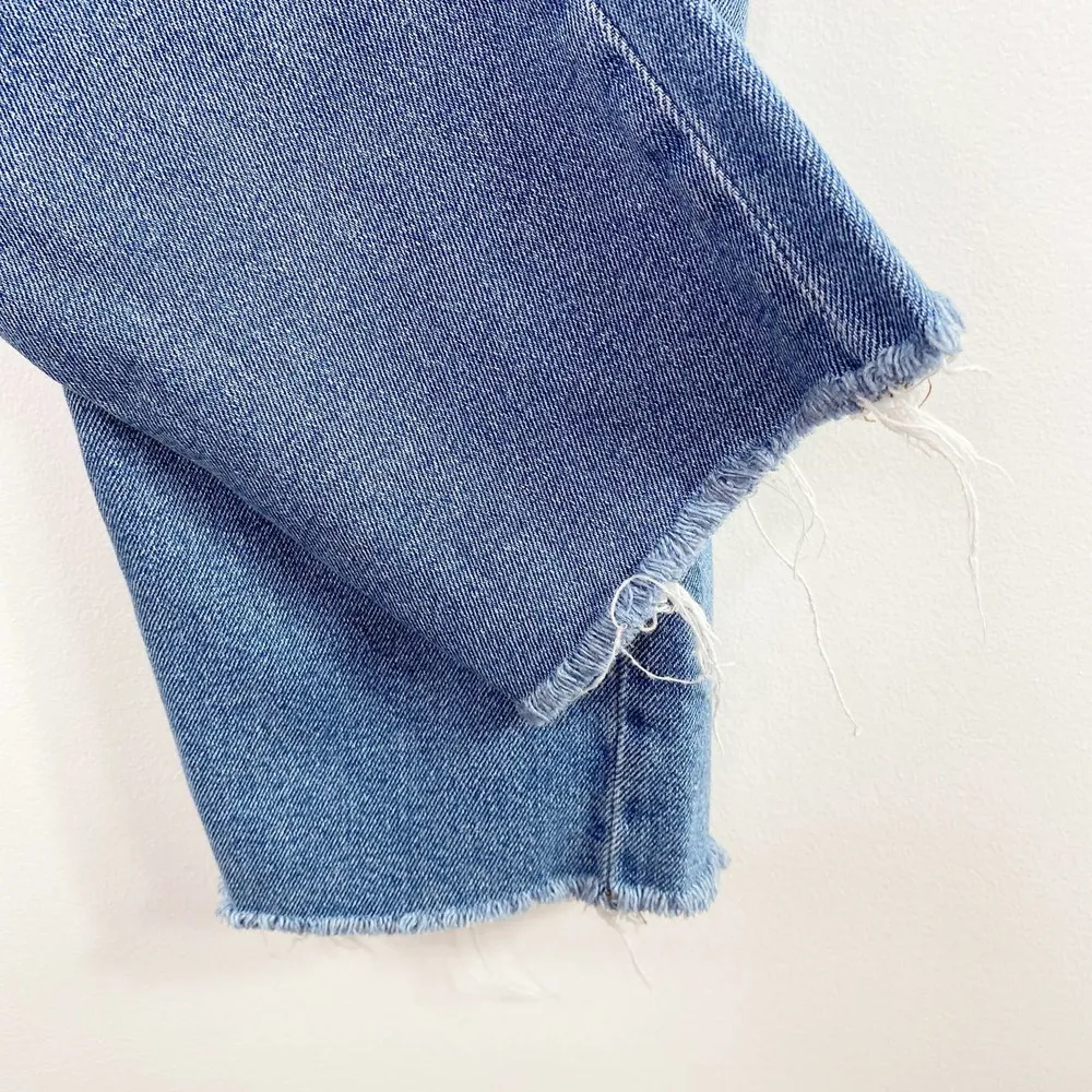 Wild Fable  Medium Wash Blue Denim High Rise Raw Hem Mom Jeans Women's Size 00 - Image 3