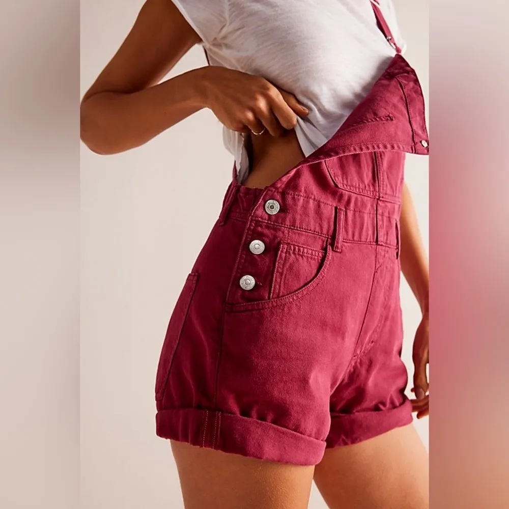 We the free Free people burgundy Jean overalls NWOT medium Size undefined - Image 3