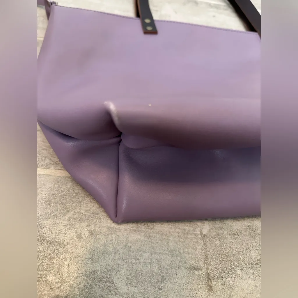 Portland Leather Goods Classic Leather Tote Zipper Purple Lavender - Image 5