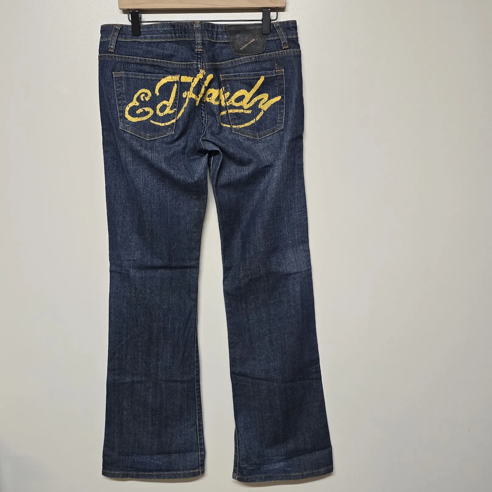 ED HARDY Super Low Rise Boot Cut Name Booty Y2K Vintage Jeans Sz 31 - Image 2