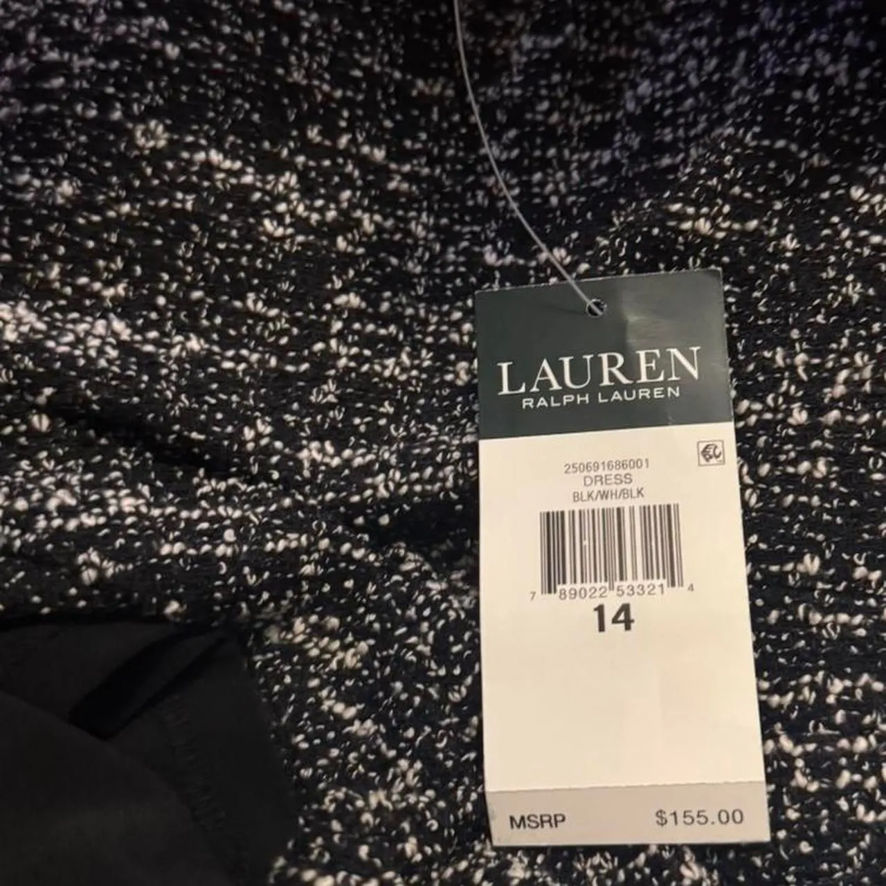 NWT Lauren Ralph Lauren Dress 14 Black Tweed Knit Long Sleeve Sheath MSRP $155 - Image 6