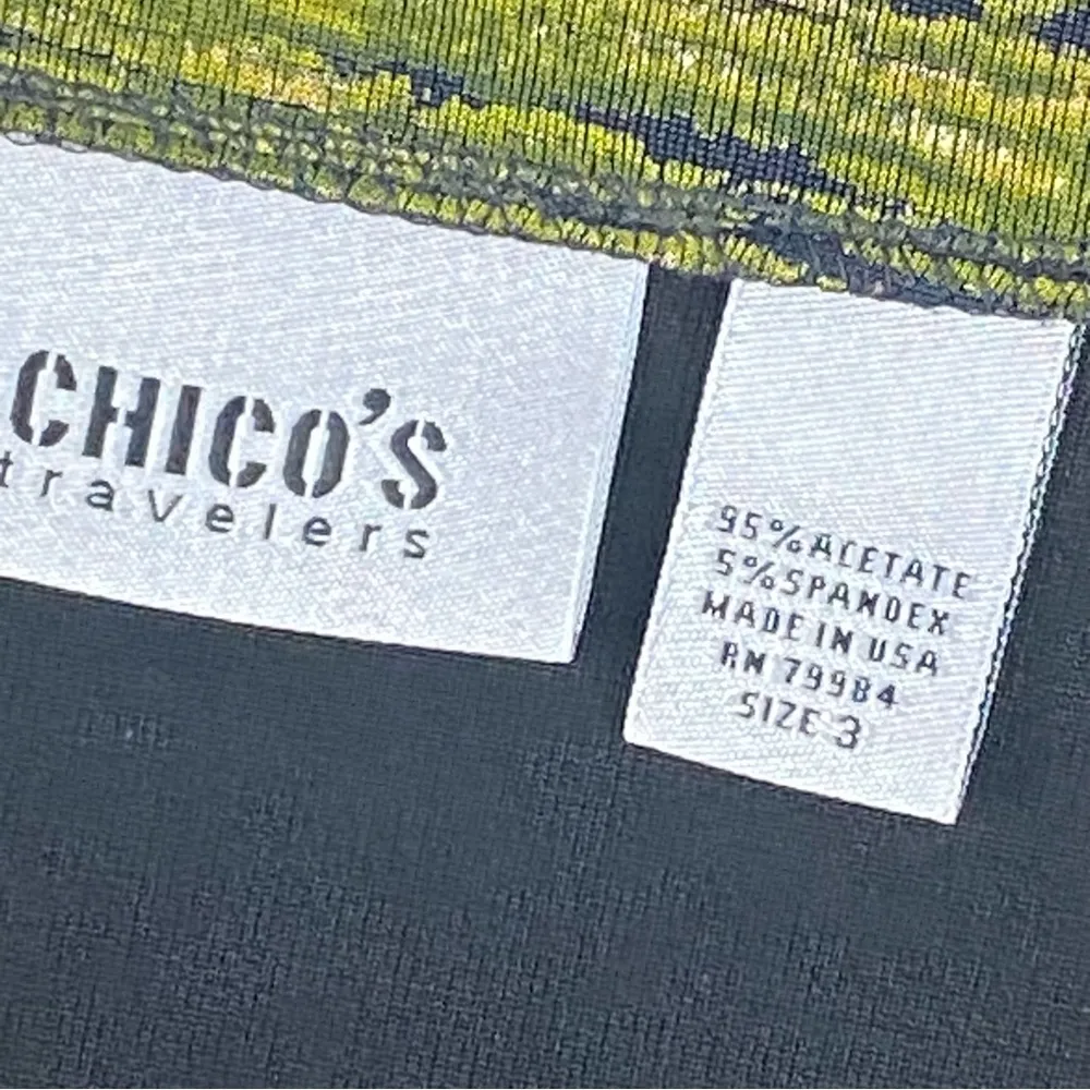 Vintage Chicos Travelers Cardigan Women 3 XL Black Acetate Slinky Tie Open Front - Image 2