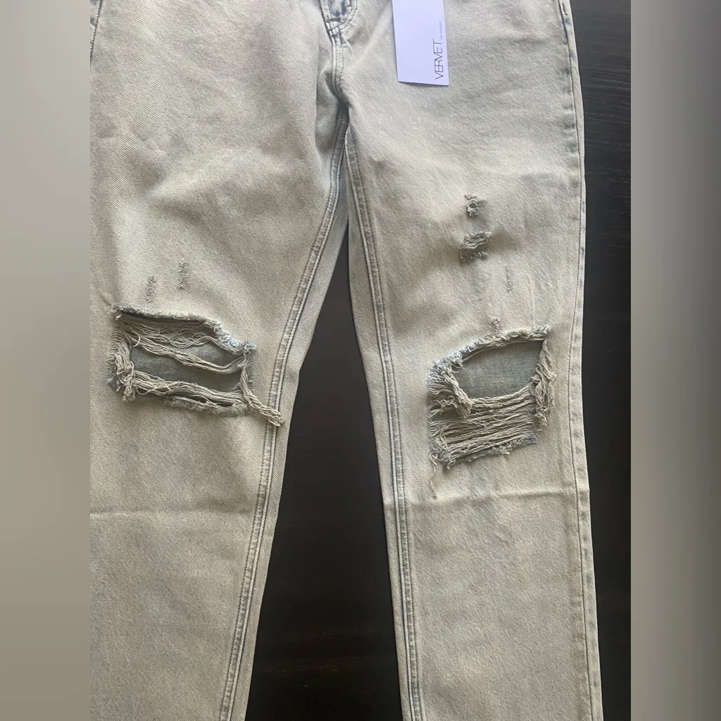 Vervet Beverly Super High Rise Straight Distressed‎ 100% Cotton Jeans Size 27 - Image 7