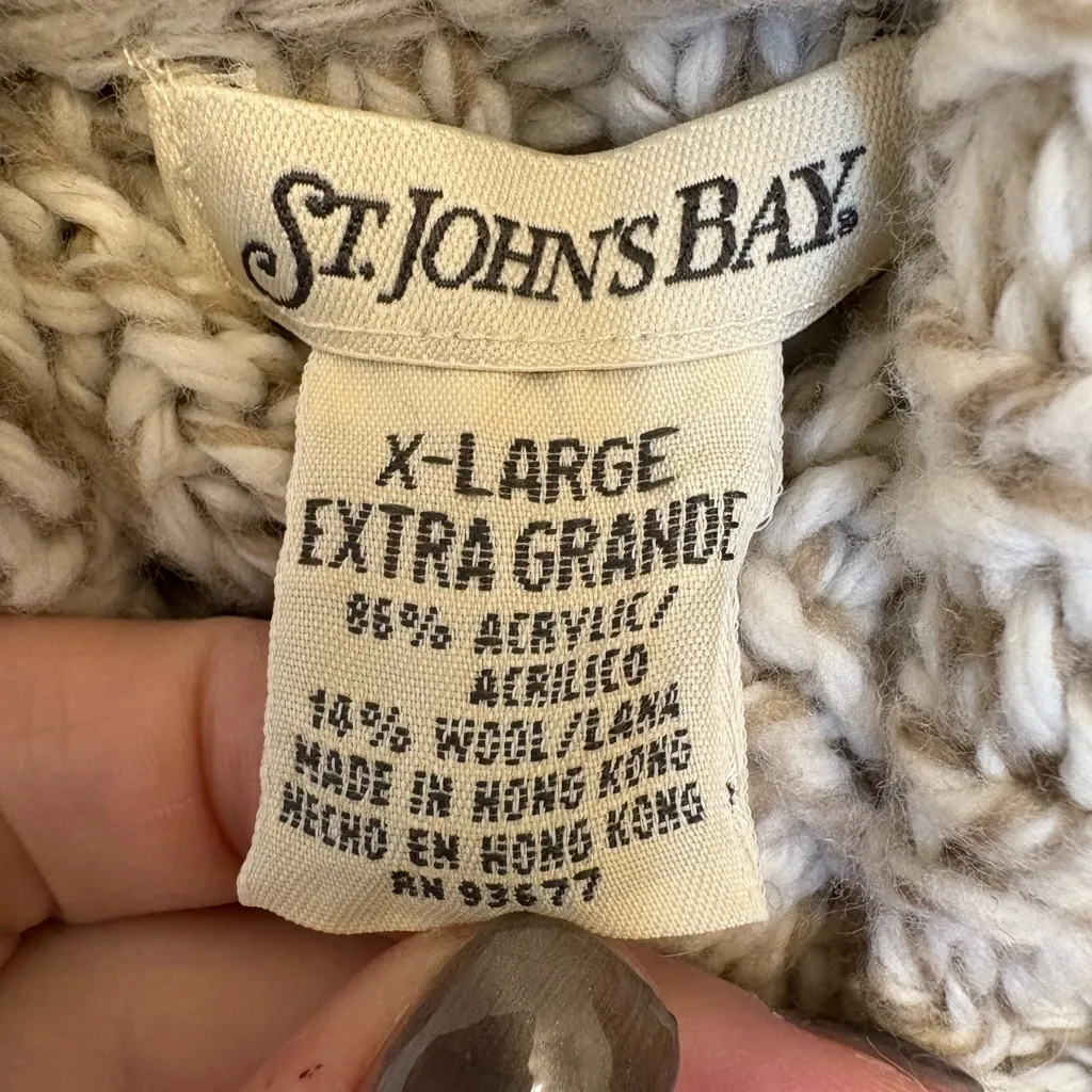 St. John’s Bay Chunky Cable Knit Turtleneck Sweater | XL Neutral Cozy Chic - Image 3