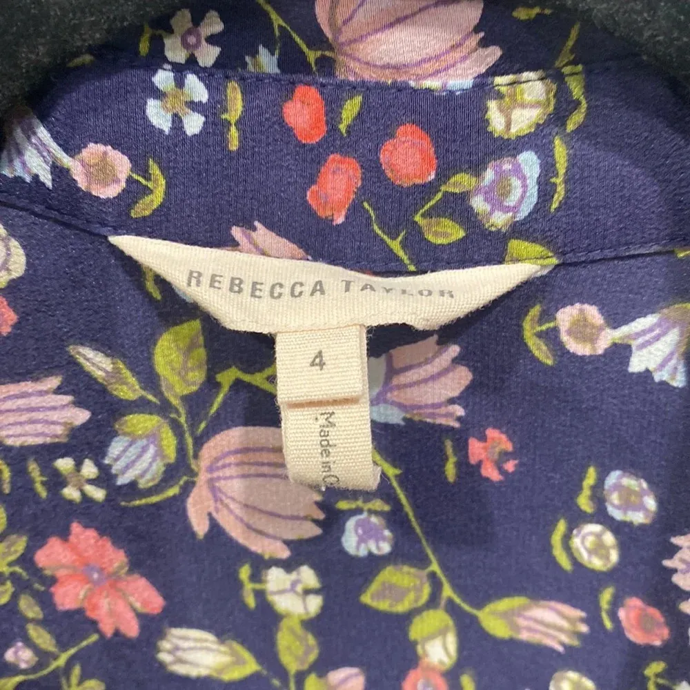 Rebecca Taylor Women's Blouse Top Floral Garden Tapestry 100% Silk Long Sleeve 4 - Image 2