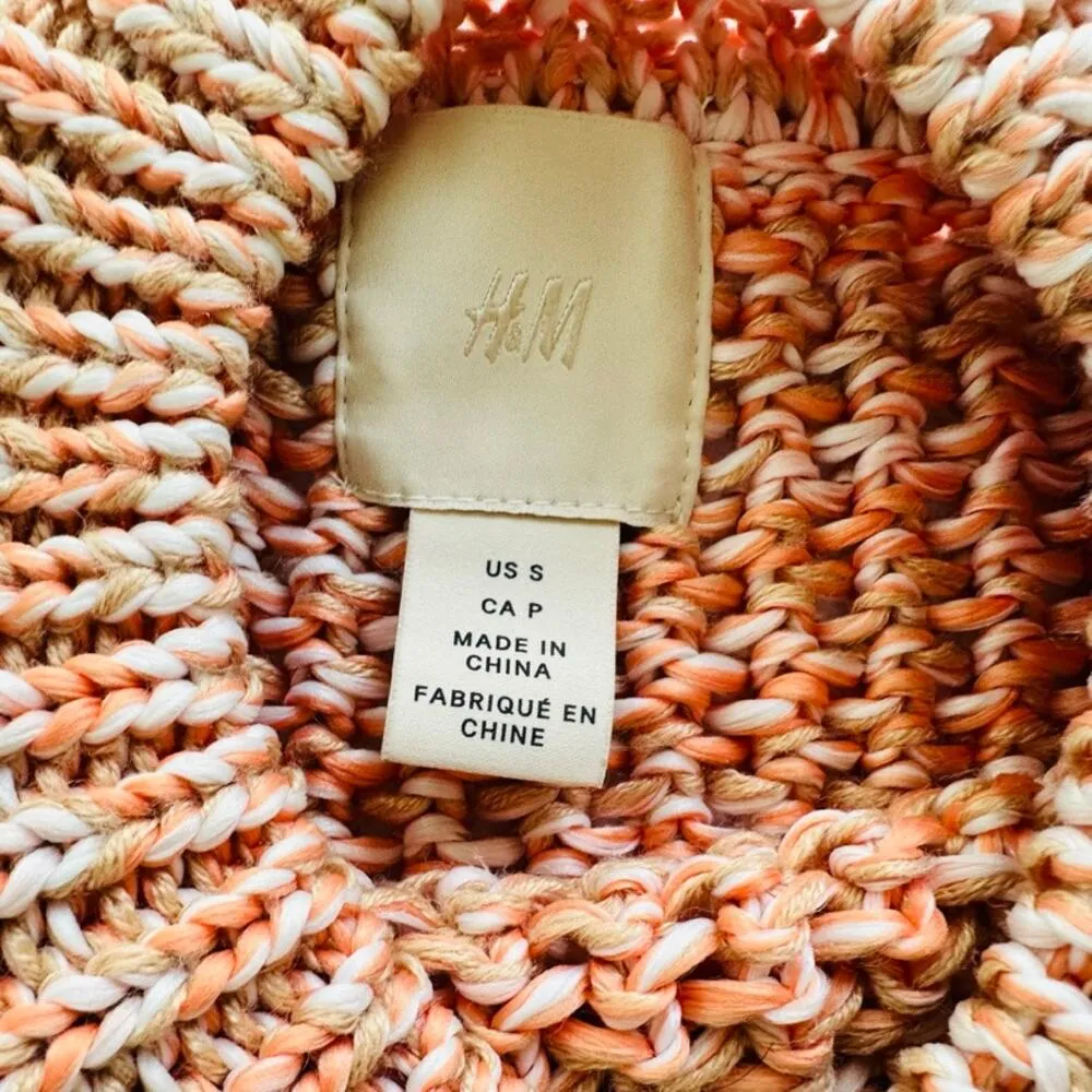 H&M Chunky Knit Sweater Size Small Peach Cream Wool Blend Cottage Cute Comfort - Image 4