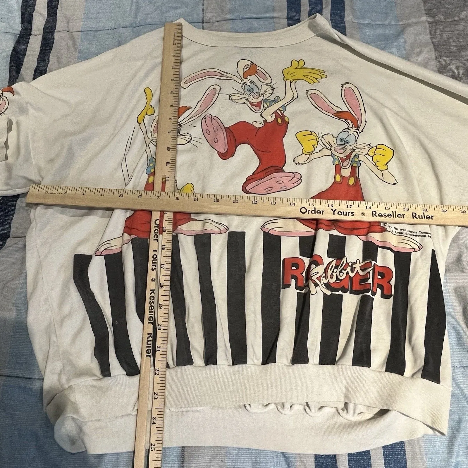 VTG Disney women's L / 42 1987 Rodger Rabbit long sleeve shirt made in USA - Image 3