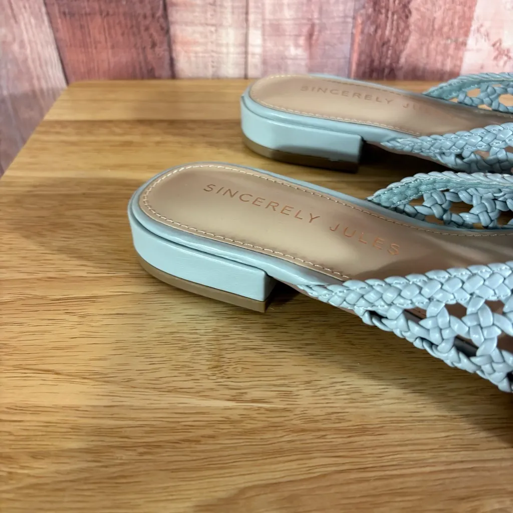 Sincerely‎ Jules Behold Pale Blue Woven Mules Size 6.5 - Image 4