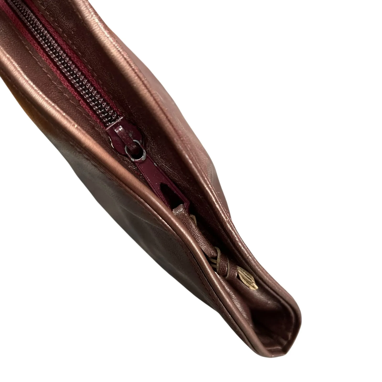 Vintage Italian Leather Shell Clutch Made in Italy for Carson Pirie Scott & Co. Brown - Image 5