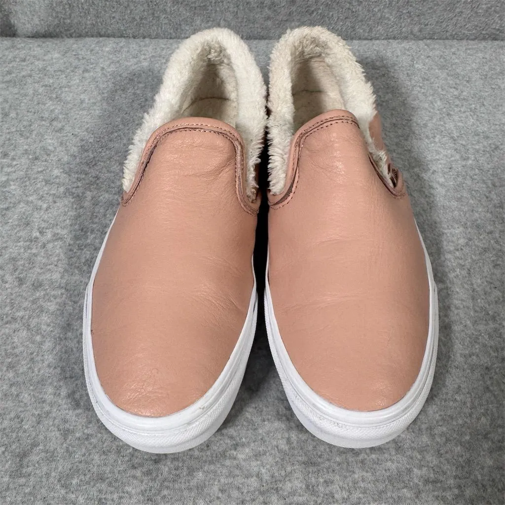 Vans Women's Slip-On Fleece Lined Leather Shoes Pink Size 8 Casual Flats - Image 4