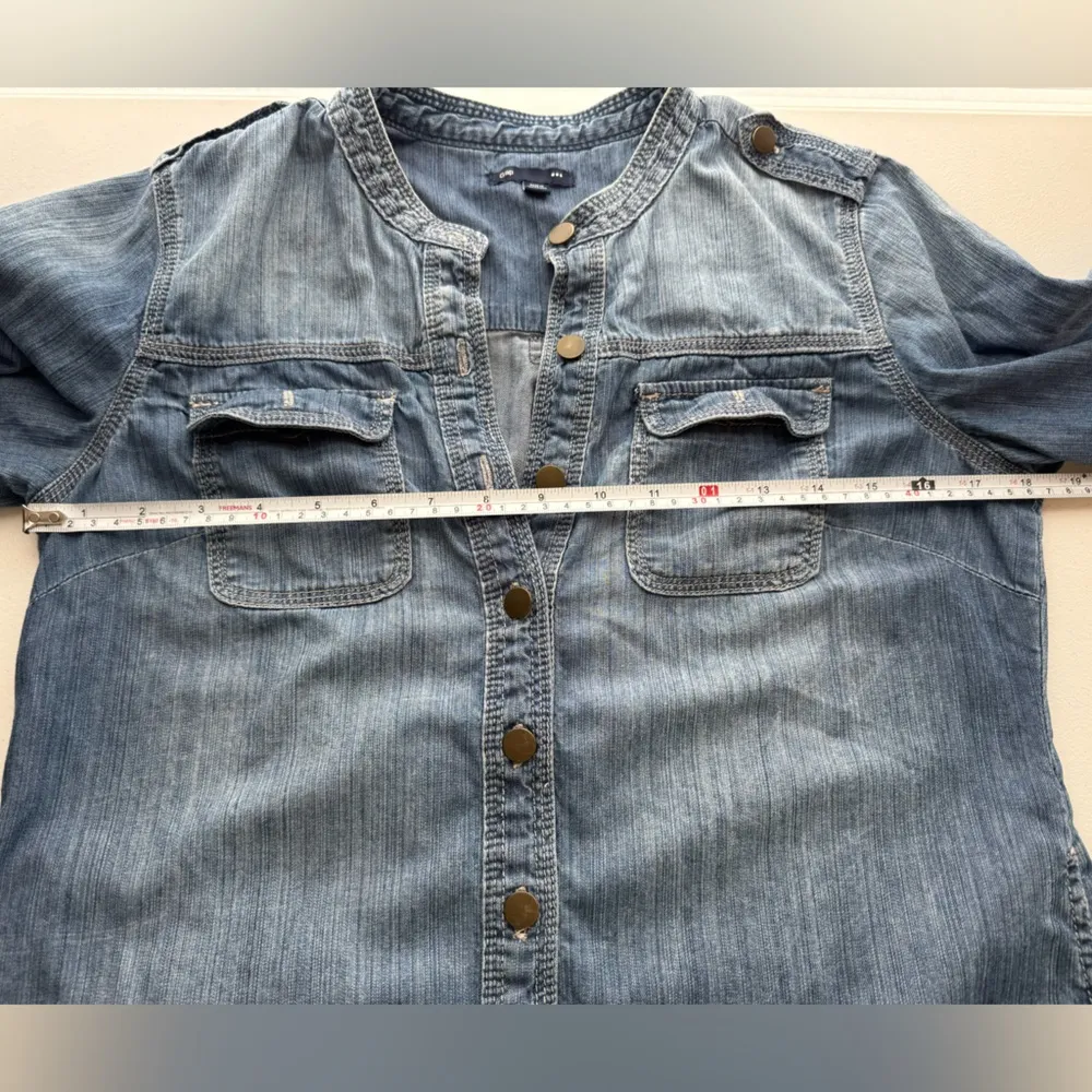 Gap Distressed Denim Chambray Short Dress - Image 7