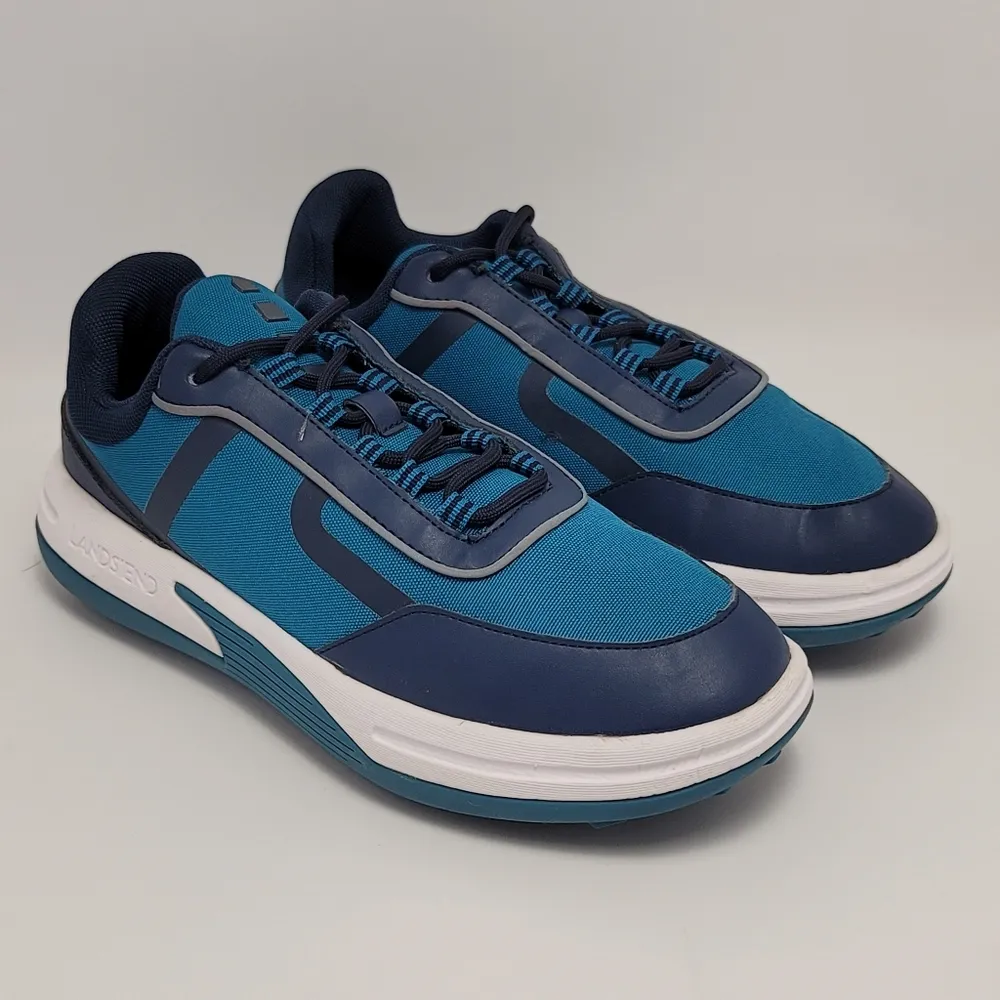 Lands End Women's Blue White Canvas Lace Up Action Runner Sneakers Size 9B - Image 10