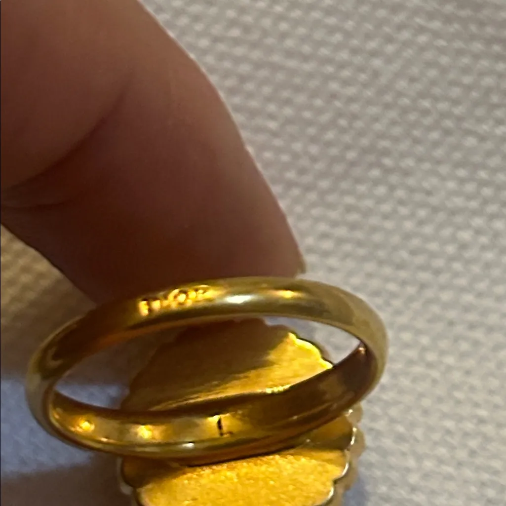 Dior PETIT CD BAROQUE RING Gold-Finish Metal with White Resin Pearls Black Glass - Image 6