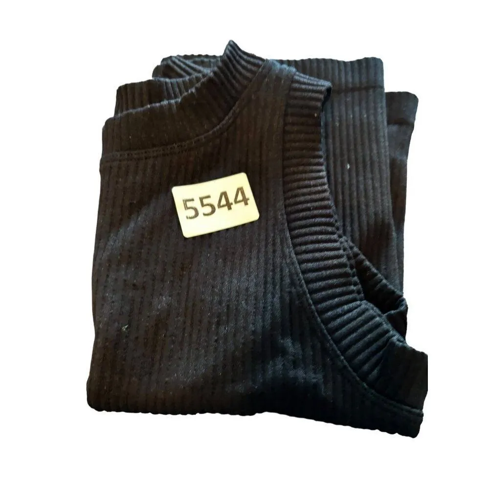 Aura Black Ribbed Sleeveless Top S Nylon Spandex Blend - Image 7