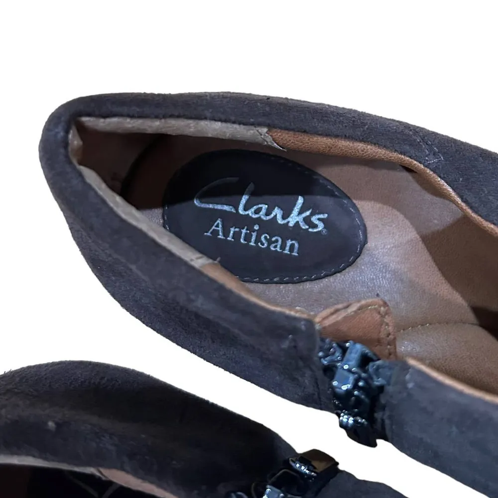Clarks Artisan Society Gown Brown Suede Leather Booties Sz 9.5 - Image 4