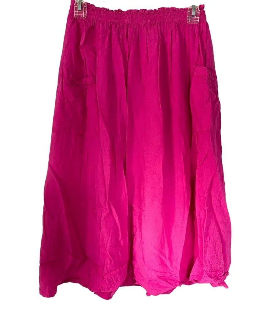 Asos Design Magenta Pink Midi Elastic Waist Casual Skirt Size 4 - Image 3
