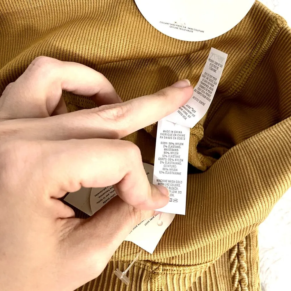 NEW Aerie Offline Mustard Yellow Cable Ribbed Seamless High Rise 7/8 Leggings S - Image 4