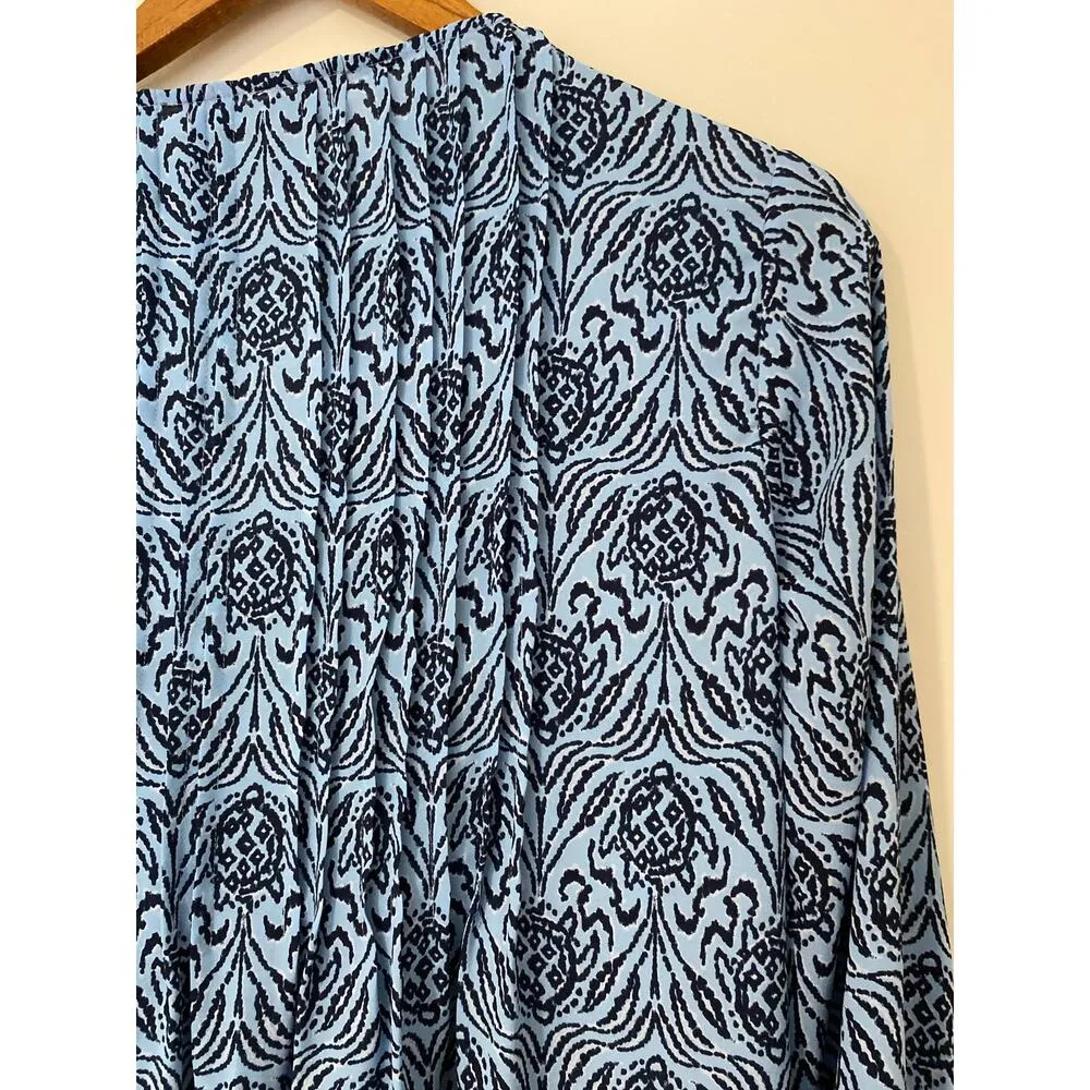 Lilly Pulitzer Marlina Tunic Bon Bon Blue Go Your Own Way Top Floral Long Sleeve - Image 8