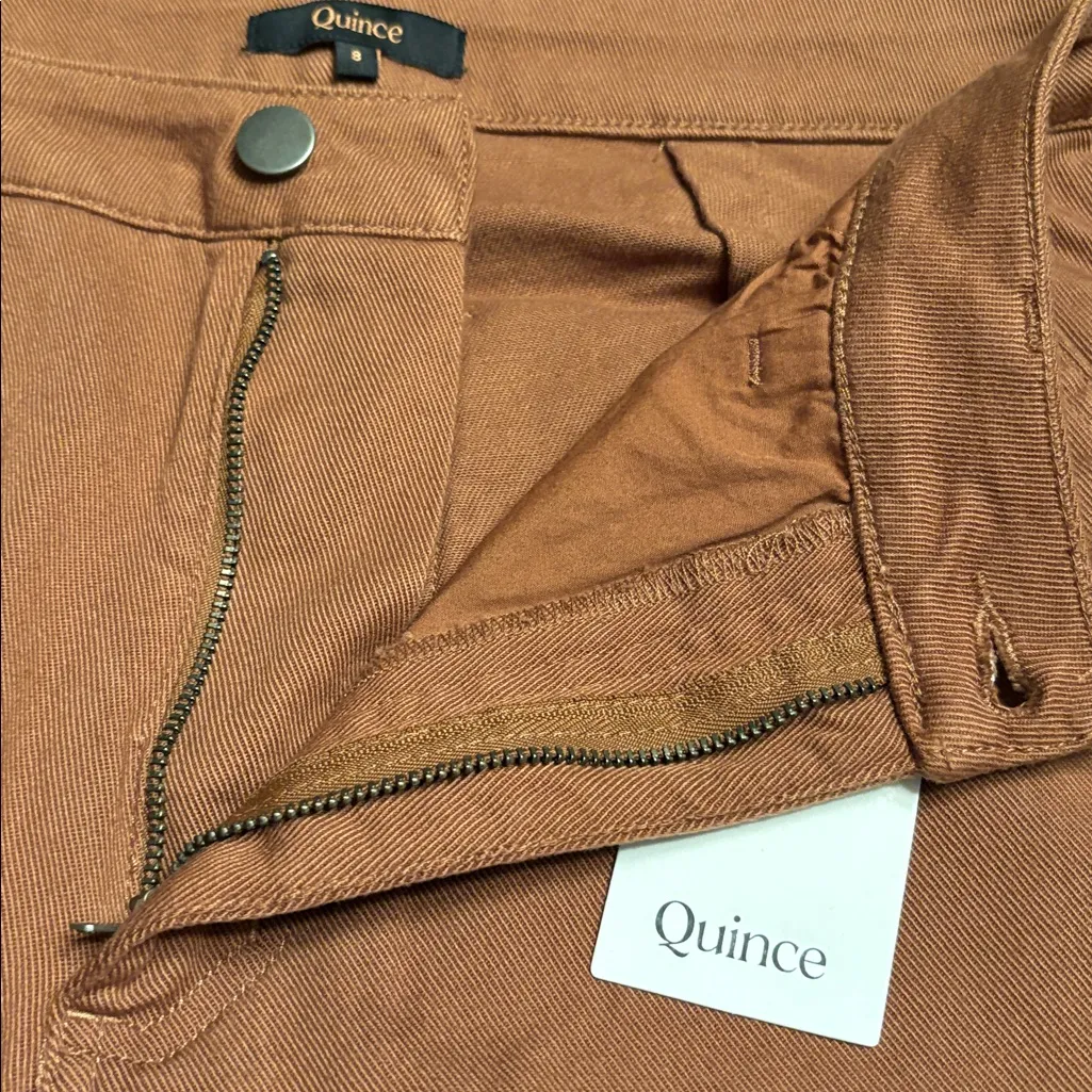 Quince Organic Stretch Cotton Twill Straight Leg Cropped Pants rust Sz 8 NWT - Image 5