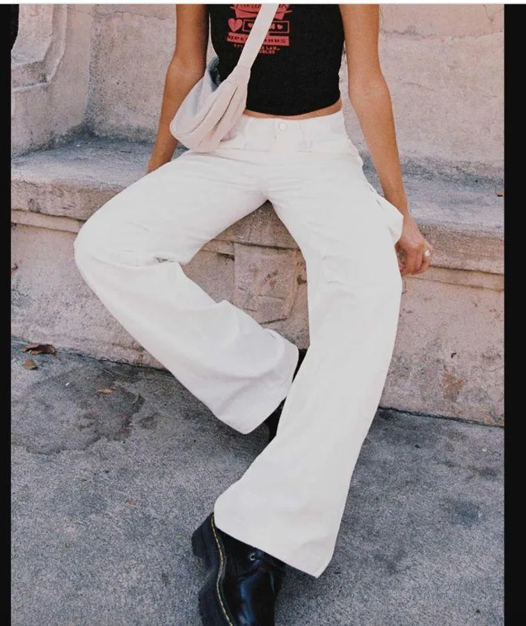 Paige White Denim Mid Rise Cargo Jeans 4 - Image 2