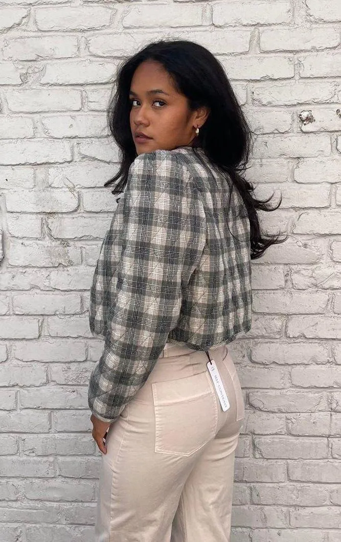 NWT Marie Quilted Crop Jacket by self contrast s small Green - Image 3