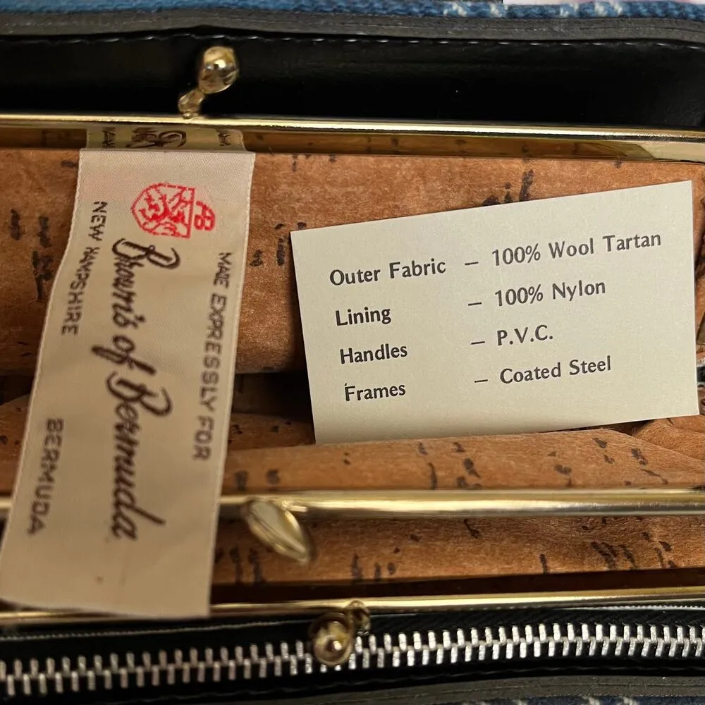 NWOT Vintage Brown's of Bermuda Set: Blue Wool Tartan Plaid Handbag & Wallet - Image 6