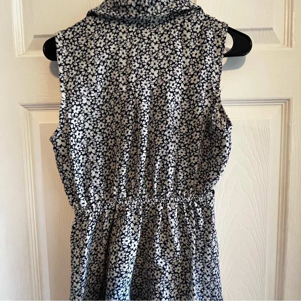 Monteau Black and White Floral Mini Dress Small CottageCore Vibes Preppy - Image 12