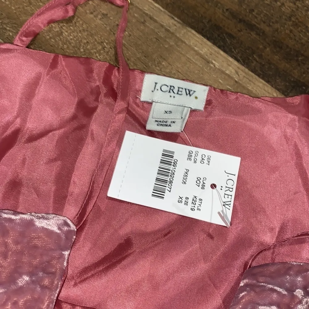 J Crew cami ruffled NEW tank top crushed‎ velvet xs guava pink - Image 4
