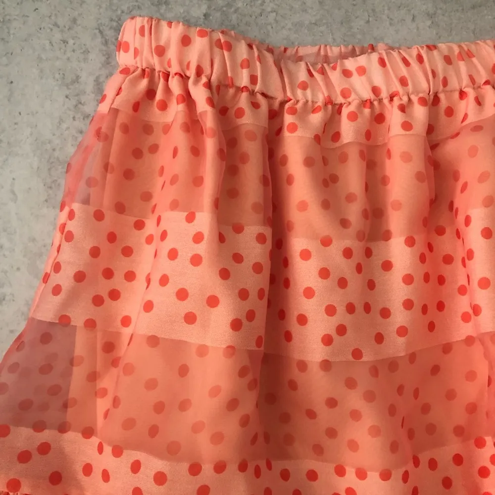 Anthropologie Corey Lynn Calter Peach Tulle Polka Dot Mini Skirt NEW - Image 3