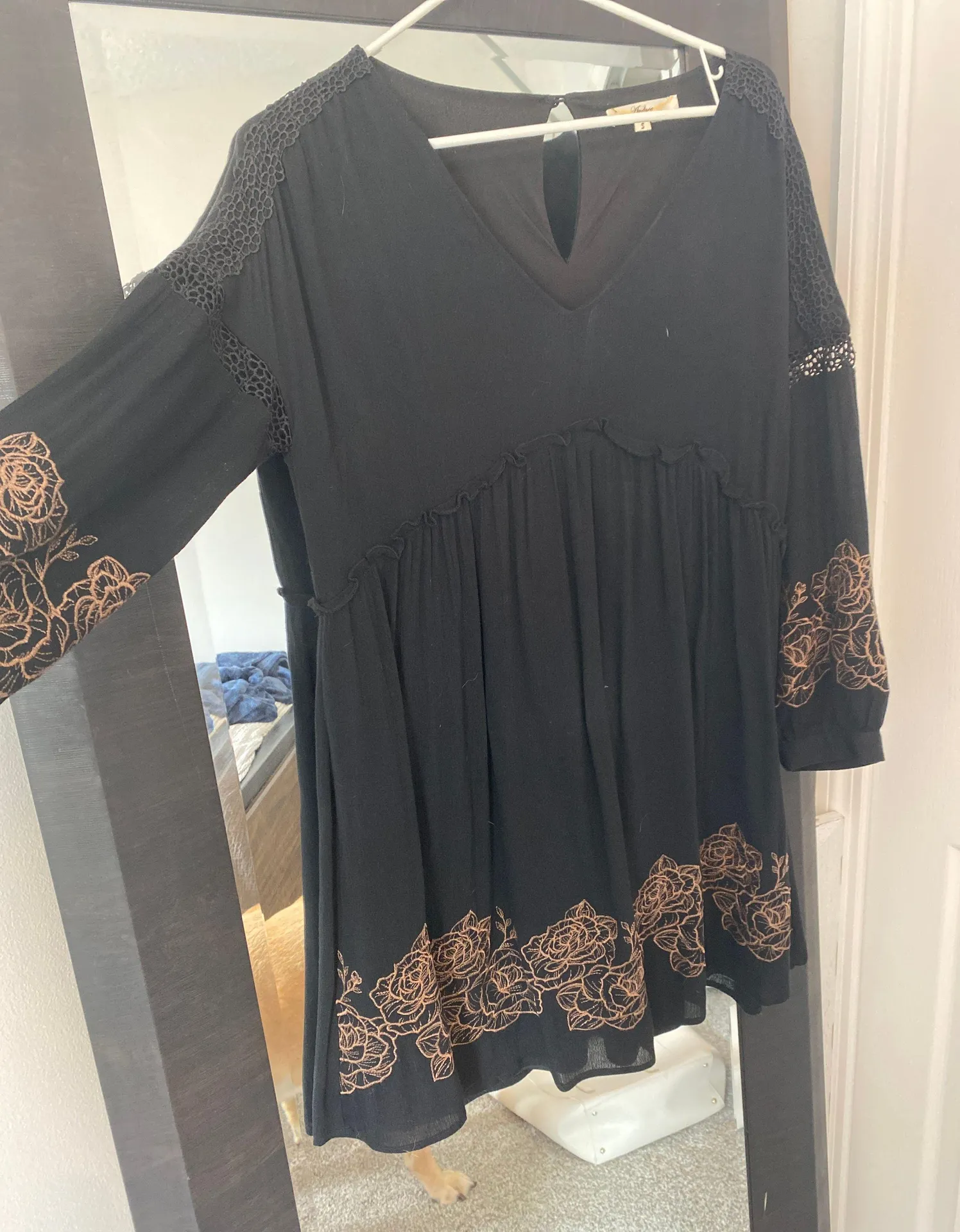 Andree Black Long Sleeve Babydoll Dress - Image 2