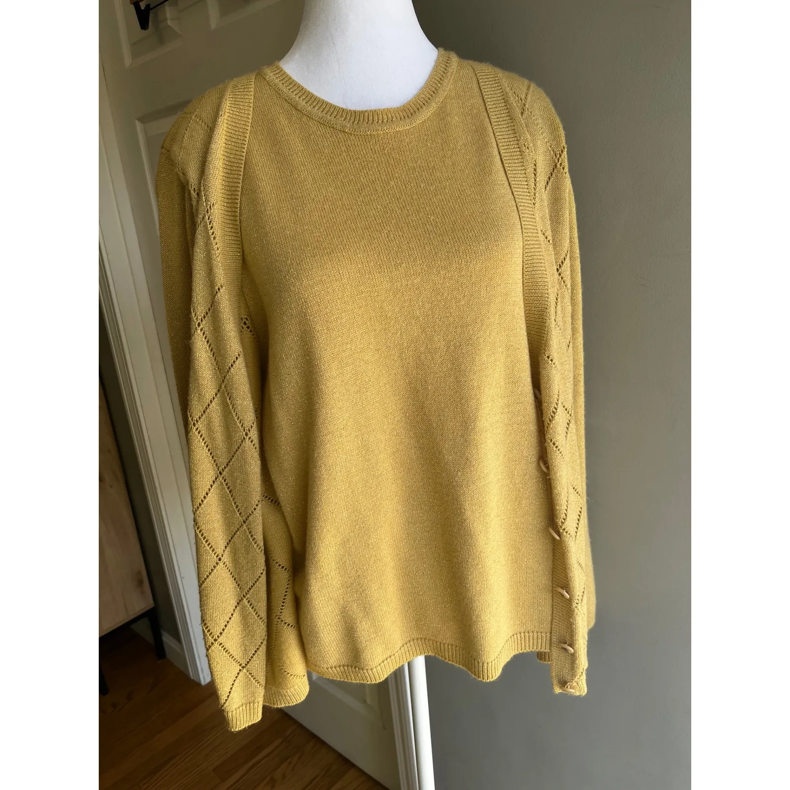 Alfred Dunner Golf Metallic Knit Sweater Cardigan With Bulit in Undershirt Large - Image 2