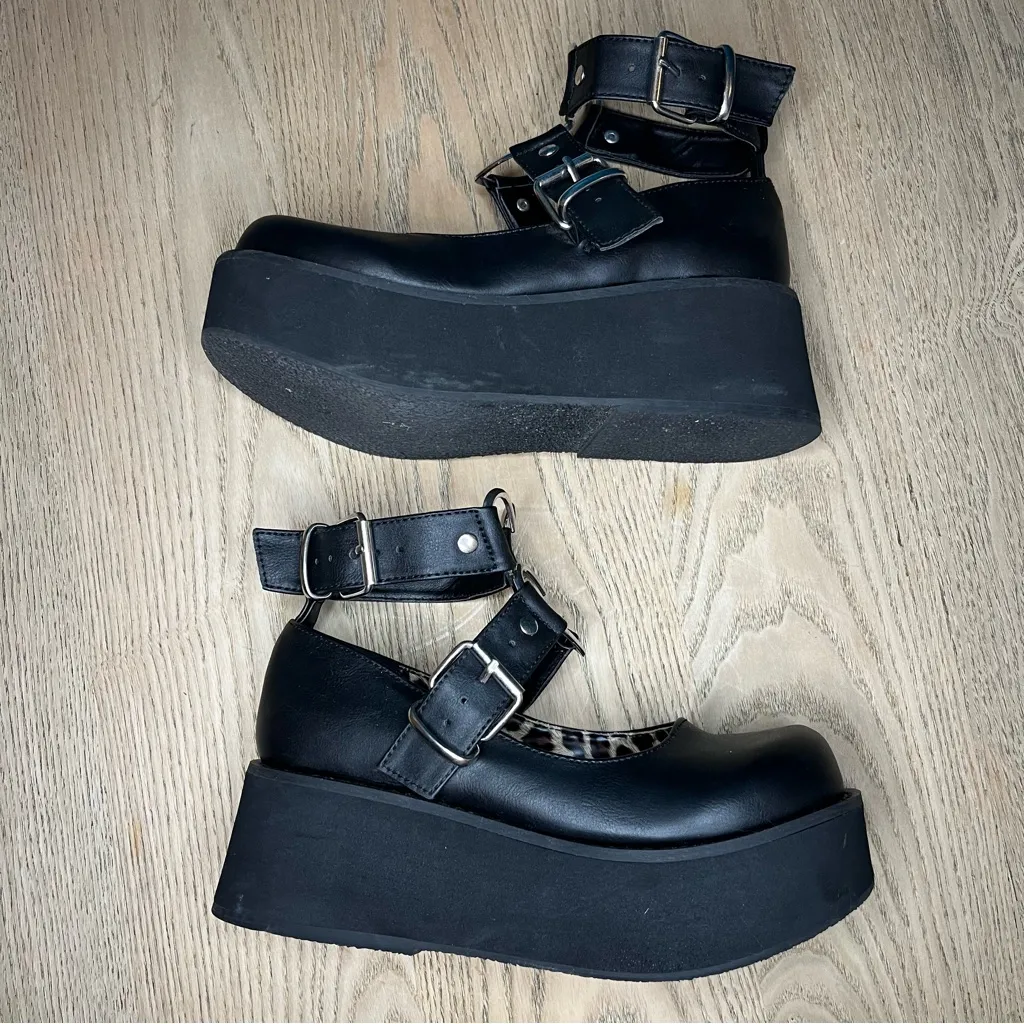 Demonia Sprite-02 Black Vegan Leather Platform Heart Mary Janes Women’s Size 6 - Image 8