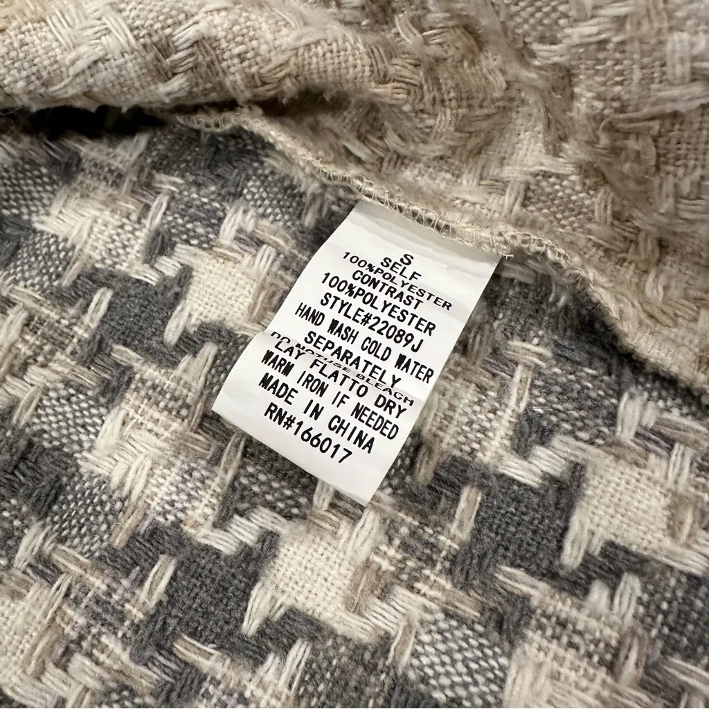 Blue B Collection Houndstooth Cropped Colorblock Tan Grey Shacket - Image 5