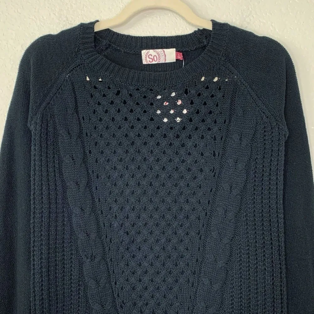 NWT SO Kohl’s Black Cable Knit Black Long Sleeves Pullover Women’s Sweater - Image 3